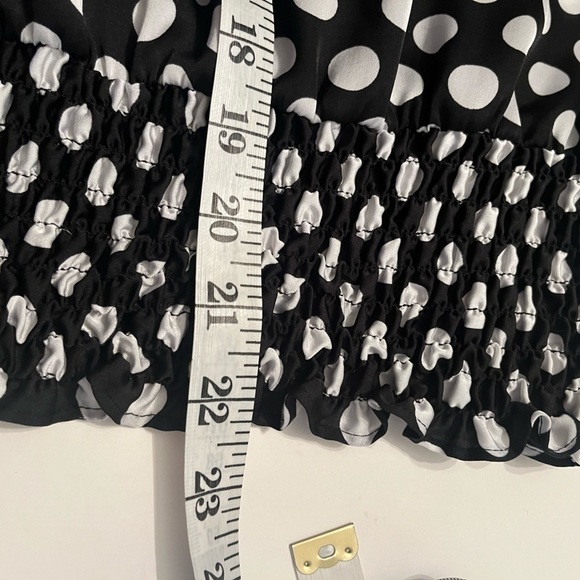 Michael Michael Kors Top Sz S Black and White Gathered Polka Dot Blouse - Picture 8 of 8